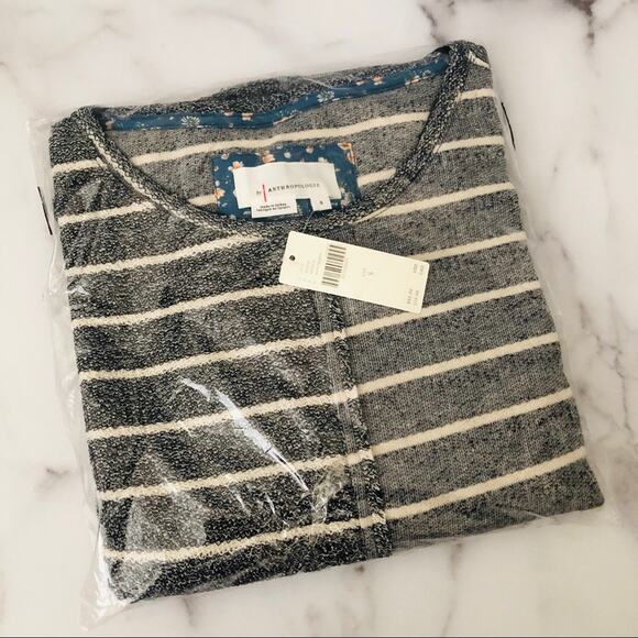 By Anthropologie Devin Textured Sweatshirt Stripe - Picture 5 of 8